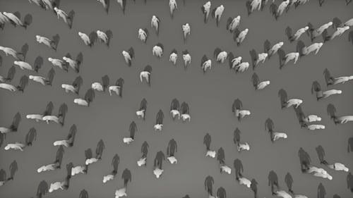 Abstract People Walking Crowd Overhead View