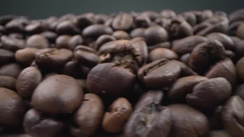 Coffee Bean Pile Close Up Camera Movement