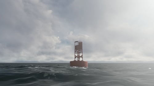 Meer und Boje - Bewölkter Tag