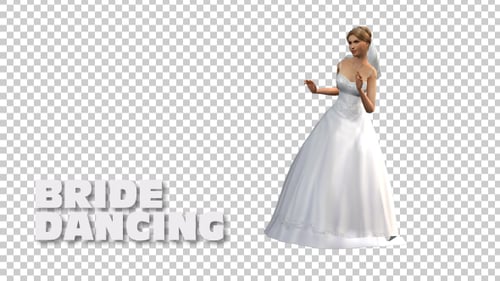 3D Animated Bride in White Wedding Dress Dancing Loop