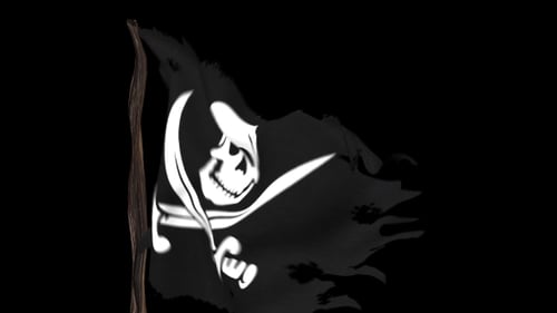 Distressed Jolly Roger Waving Flag Animation