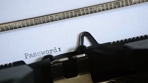 Typewriter Typing "Password:" Close Up