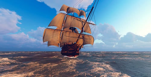 Segelschiff schwimmt im Meer 1