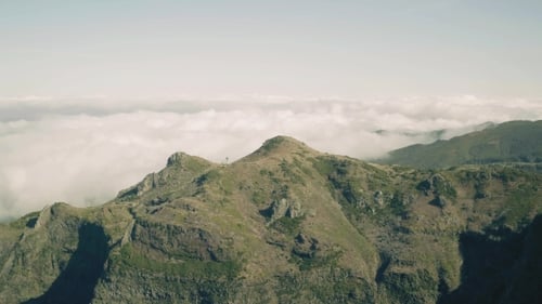Aerial View of the Canyon and Mountains with Clouds