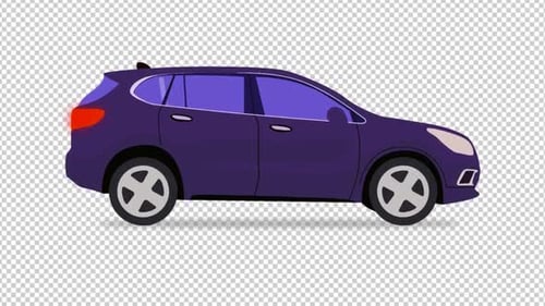 Flat Design Purple Car Driving Animation