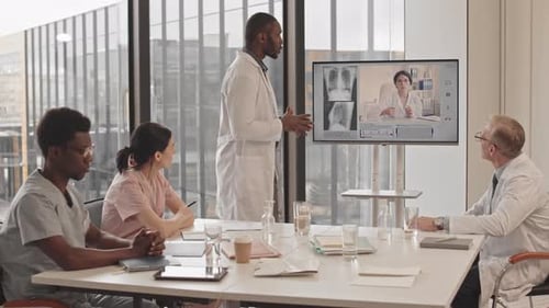 Radiologists Video Conferencing Online in Clinic
