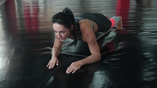 Young Healthy Woman Workout in Gym Exercise Fit Doing Yoga Fitness Concept