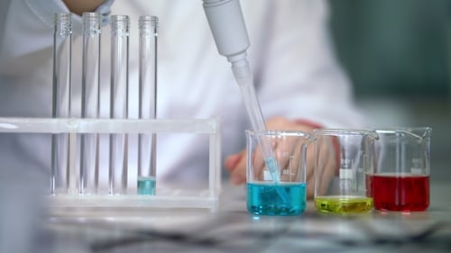 Lab Research with Colorful Liquids