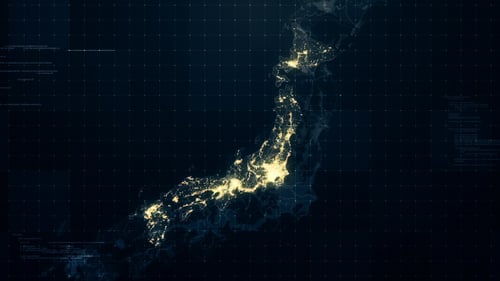 Reversión de iluminación nocturna de mapa de Japón HD