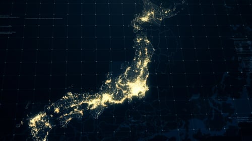 Mapa de Japón en la noche HD