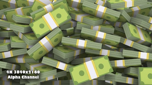 Animated Green Money Bundles Falling Cascade