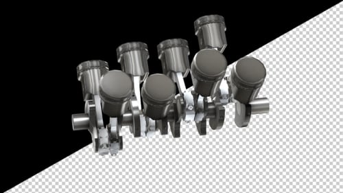 Realistic 3D V8 Engine Piston Crankshaft Movement Animation
