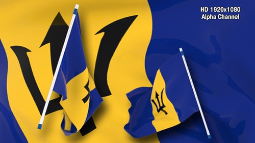 Waving Barbados Flag 3D Render Animation