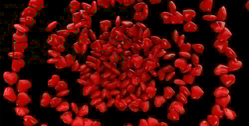 Red Hearts Forming Romantic Heart Transition Animation