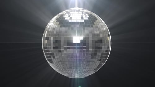 Rotating Disco Ball with Shiny Reflective Surface and Light Rays