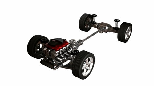 Car Chassis with Engine