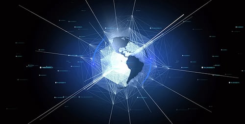 Futuristic Global Digital Network Connection with Rotating Earth