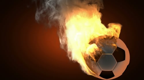 Fiery Soccer Ball Transition with Realistic Fire and Smoke