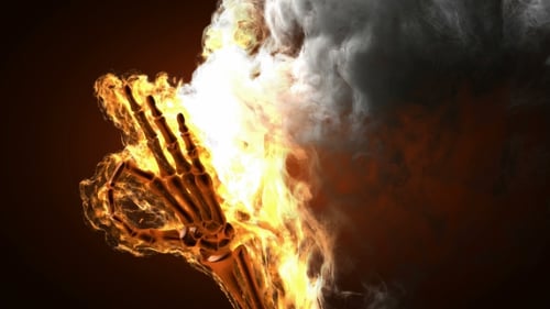 Fiery Skeleton Hand Reveal Transition