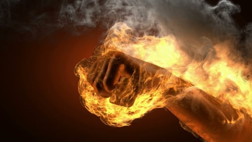 Fiery Fist Punch Impact Transition