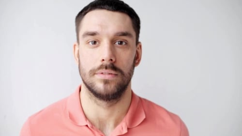 Smiling Adult Man Portrait on White Background