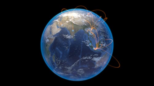 Futuristic Global Network Technology Connecting the World