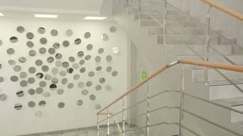 Modern Stairway with Mirror Decorations on Wall