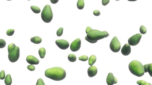 Aguacates cayendo contra el blanco