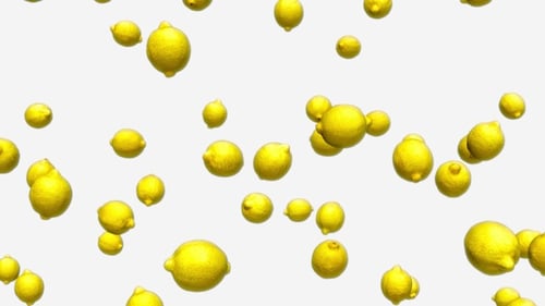 Seamless Loop Animation of Fresh Yellow Lemons Floating