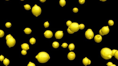 Realistic Falling Lemons Animation with Alpha Channel