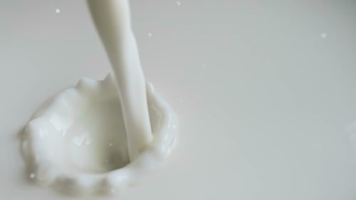 Pouring Milk Splash With Bubbles