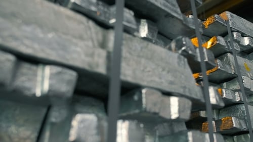 Metal Ingots in Stock Warehouse
