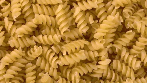 Close Up of Uncooked Spiral Pasta