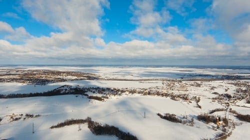 Winter Landscape with Forest, Field. Winter Landscape