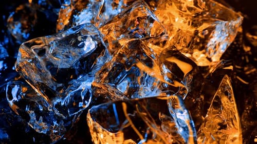 Blue and Orange Ice Abstract Background
