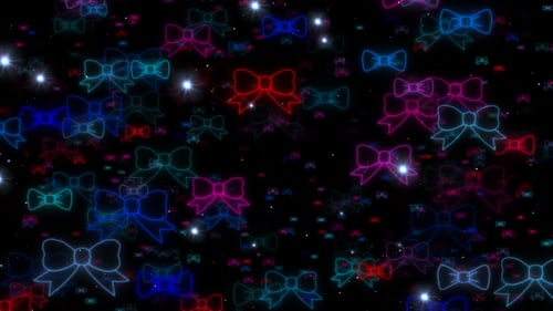 Animated Neon Glowing Bow Ties Loop Background
