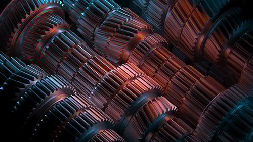 Futuristic Rotating Gears Industrial Mechanism Background