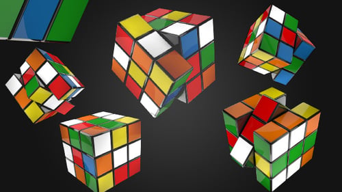 Colorful Rubik's Cube Rotating Seamless Loop 3D Animation