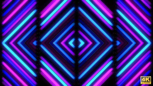 Abstract Neon Glowing Geometric Line Patterns Loop Background
