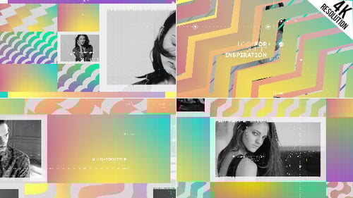 Dynamic Retro Opener with Gradient Patterns and Geometric Overlays
