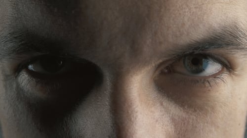 Angry Serious Man with Evil Eyes, . Devil Look