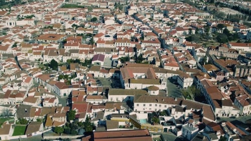 Aerial View Red Tiled Roofs City