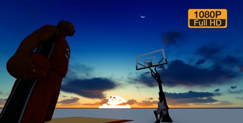 Basketball und Sonnenuntergang