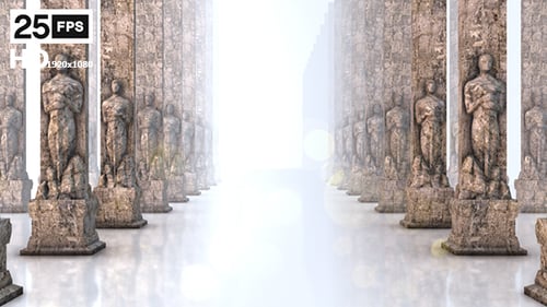 Awards Ceremony Grand Hall with Majestic Oscar-like Statues