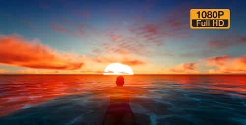 Man Floating in the Sea