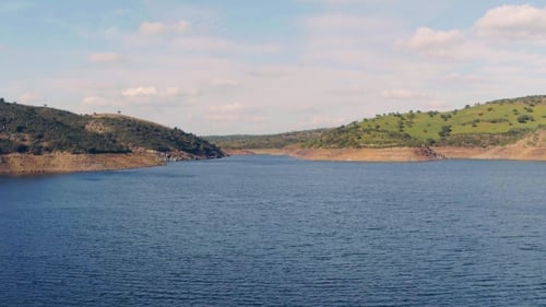 Aerial View Reservoir Near Dam