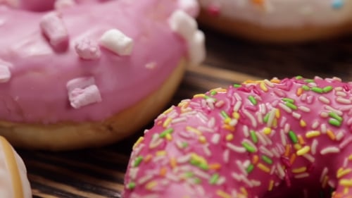 Delicious Assortment of Glazed Donuts Close Up