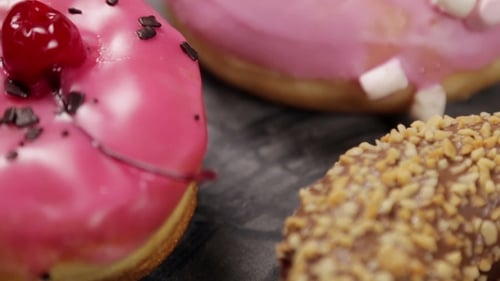 Delicious Assorted Donuts with Colorful Toppings