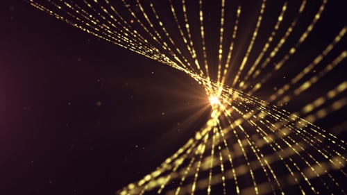 Twisting Golden Particle Light Stream Abstract Background