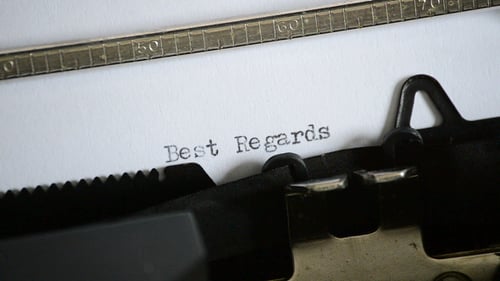 Vintage Typewriter Writes 'Best Regards' Message